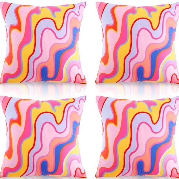 Other - 4 Pieces Retro Abstract Art Throw Pillow Covers Colorful Groovy Waves Throw